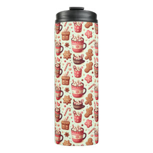 Cozy Christmas Cocoa and Gingerbread Pattern Thermal Tumbler