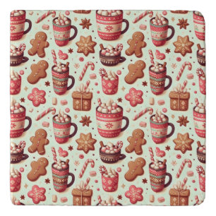 Cozy Christmas Cocoa and Gingerbread Pattern Trivet
