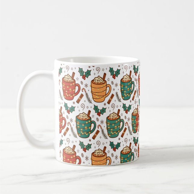 Cozy Christmas Coffee Mugs Pattern (Left)