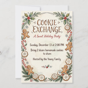 Cozy Christmas Cookie Exchange Party Invitation