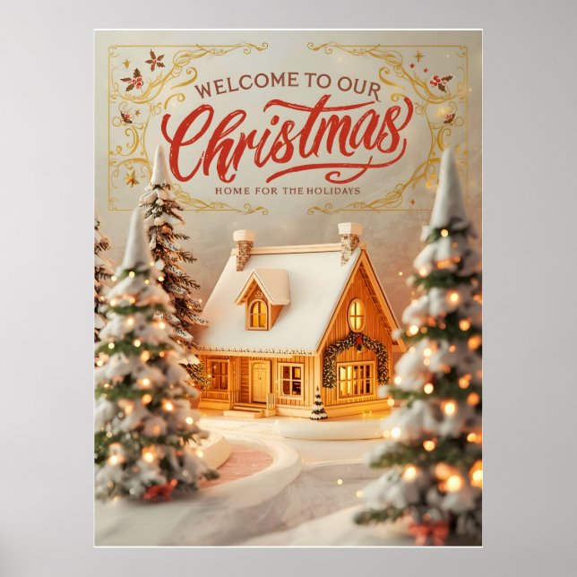 Cozy Christmas Cottage Poster (Front)