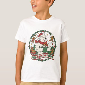 Cozy Christmas Crew – Cute Polar Bear & Gingerbrea T-Shirt