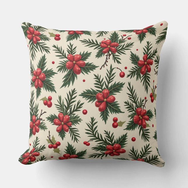 Cozy Christmas Cushion Throw Pillow (Front)