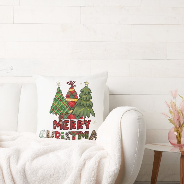 Cozy Christmas Cushion with Santa Claus Illustrati (Couch)