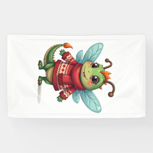 Cozy Christmas Dragonfly Banner