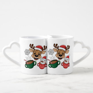 Cozy Christmas Duo: Reindeer and Snowman Mugs