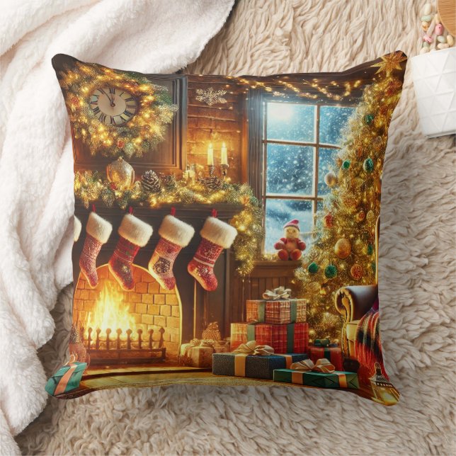 Cozy Christmas Eve Throw Pillow (Blanket)