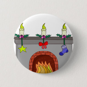 Cozy Christmas Fireplace Button