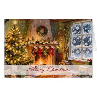 Cozy Christmas Fireplace Magic Card