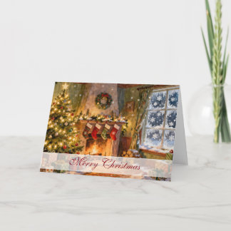 Cozy Christmas Fireplace Magic Card