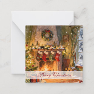 Cozy Christmas Fireplace Magic Note Card