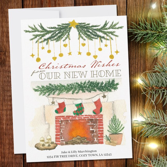 Cozy Christmas Fireplace New Home Holiday Moving Announcement (Creator Uploaded)