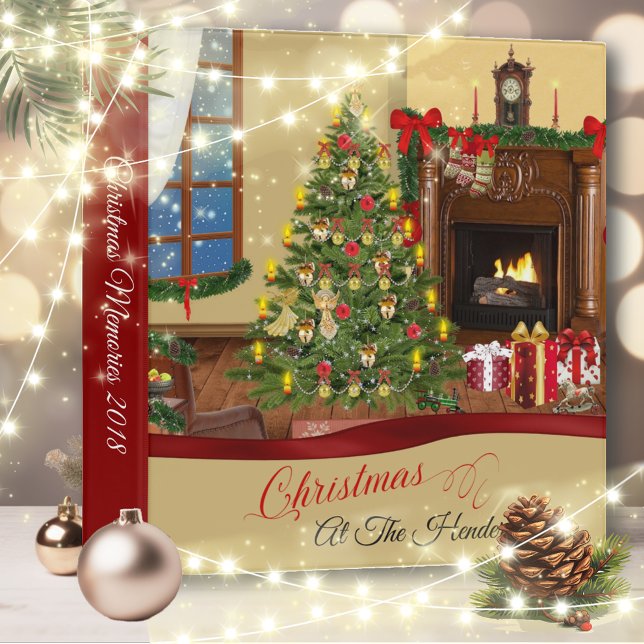 Cozy Christmas Fireplace Photo 3 Ring Binder (Creator Uploaded)