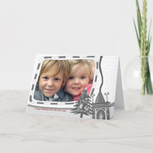 Cozy Christmas Fireplace Photo Greeting Card