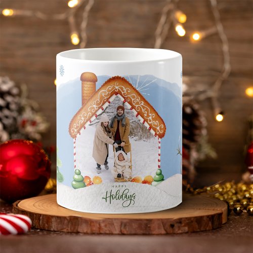 Cozy Christmas Gingerbread House Photo Coffee Mug
