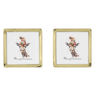 Cozy Christmas Giraffe, custom Cufflinks