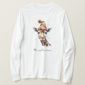 Cozy Christmas Giraffe, custom T-Shirt