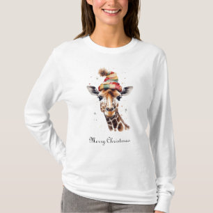 Cozy Christmas Giraffe, custom T-Shirt