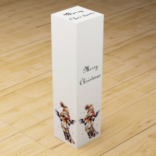Cozy Christmas Giraffe, custom Wine Box