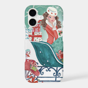 Cozy Christmas Girl Sleigh Winter Holiday iPhone 17 Case