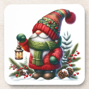 Cozy Christmas Gnome Art – Festive Holiday Beverage Coaster