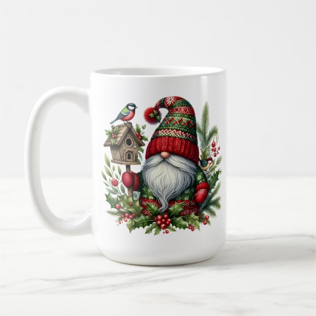 Cozy Christmas Gnome Art – Festive Holiday Coffee Mug (Left)