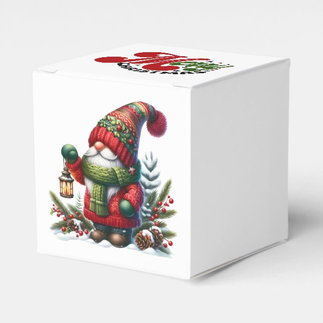 Cozy Christmas Gnome Art – Festive Holiday Favor Boxes (Front Side)