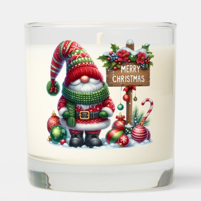 Cozy Christmas Gnome Art – Festive Holiday Scented Candle (Front)