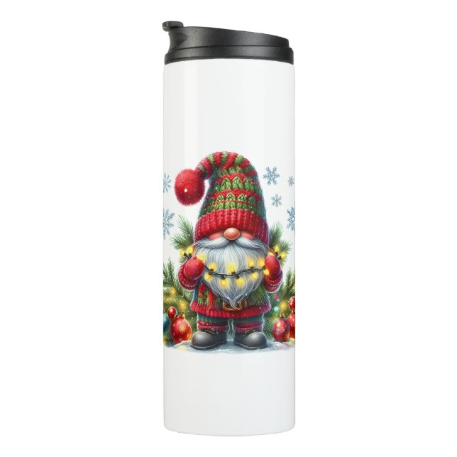 Cozy Christmas Gnome Art – Festive Holiday Thermal Tumbler (Rotated Right)