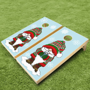 Cozy Christmas Gnome Red Green Winter Cute Cornhole Set