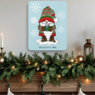 Cozy Christmas Gnome Red Green Winter Cute Door Sign