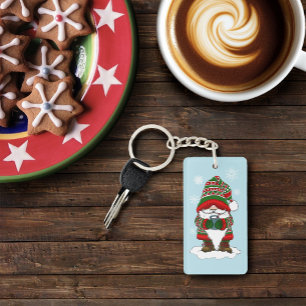 Cozy Christmas Gnome Red Green Winter Cute Keychain