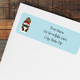Cozy Christmas Gnome Red Green Winter Cute Label