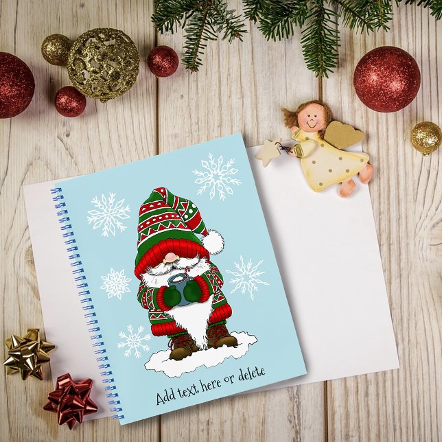 Cozy Christmas Gnome Red Green Winter Cute Notebook (Creator Uploaded)