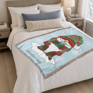 Cozy Christmas Gnome Red Green Winter Cute Throw Blanket