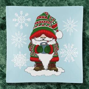 Cozy Christmas Gnome Red Green Winter Cute Trinket Tray