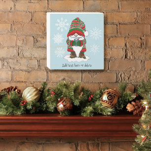 Cozy Christmas Gnome Red Green Winter Cute Wooden Box Sign