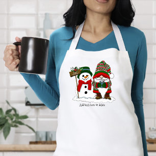Cozy Christmas Gnome Snowman Winter Holiday Cute Adult Apron