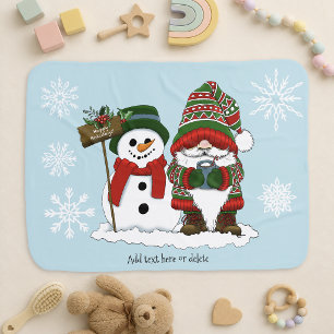 Cozy Christmas Gnome Snowman Winter Holiday Cute Baby Blanket