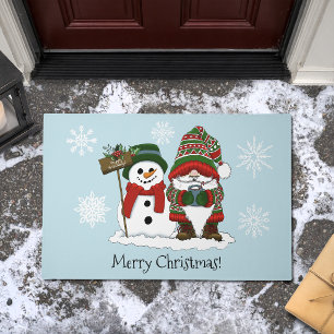 Cozy Christmas Gnome Snowman Winter Holiday Cute Doormat