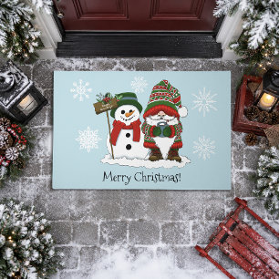 Cozy Christmas Gnome Snowman Winter Holiday Cute Doormat