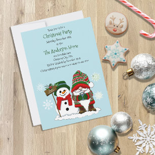 Cozy Christmas Gnome Snowman Winter Holiday Cute Invitation