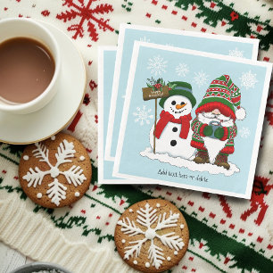 Cozy Christmas Gnome Snowman Winter Holiday Cute Paper Dinner Napkins