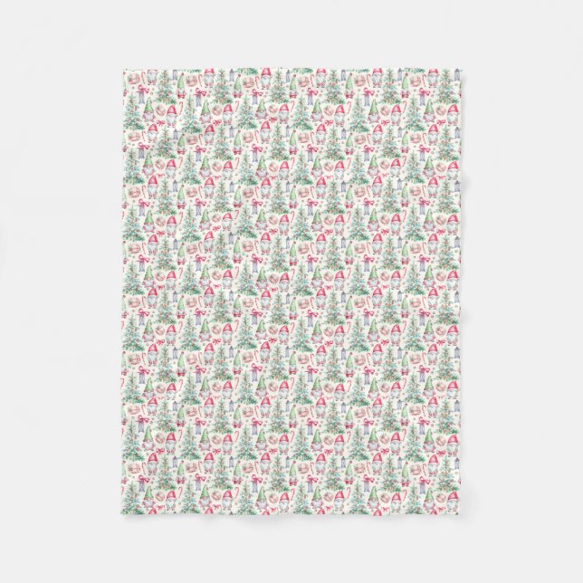 Cozy Christmas Gnomes Fleece Blanket (Front)