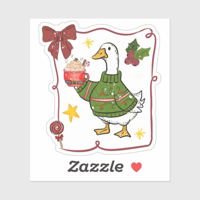 Cozy Christmas Goose Holiday Design Sticker (Sheet)