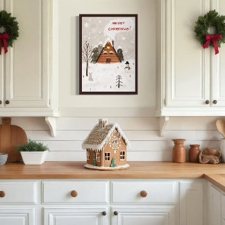 “Cozy Christmas " hand drawn digital illustration Award Plaque