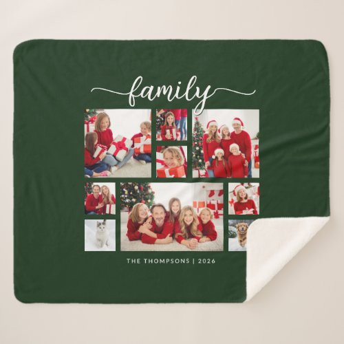 Cozy Christmas Holiday Family 9 Photo Collage Sherpa Blanket
