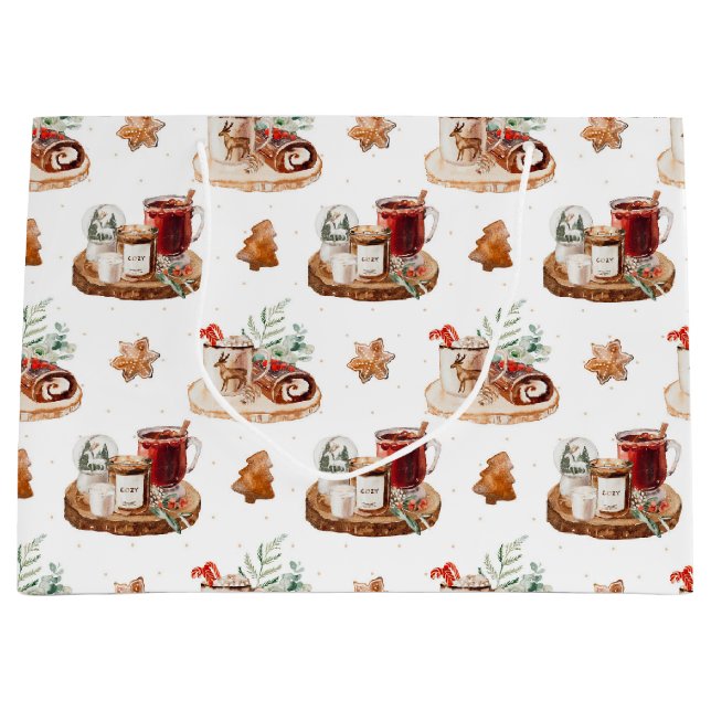 Cozy Christmas Holiday Large Gift Bag (Front)