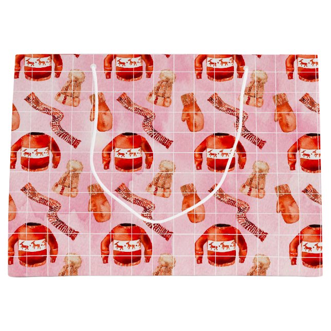 Cozy Christmas Holiday Large Gift Bag (Front)