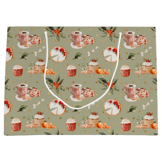 Cozy Christmas Holiday Large Gift Bag (Front)